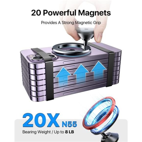 Magnetic Phone Holder for Car [All-Metal for MagSafe Car Mount - Picture 6 of 6